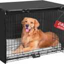 Akinerri Dog Crate Cover - Double Door Waterproof Pet Kennel Cover, Durable 600D Polyester Protective Cage Cover for Dog Crate - Black Size: 36"L x 23"W x 25"H