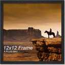 A PLUS MAX Square 12x12 Frame, Black Engineered Wood Picture Frame for 12 x 12 Picture Poster Photo, Light Weight 12 by 12 Frame with Wood-grain for Wall - 1 Pack/Black/12 x12