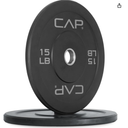 CAP 2-inch Olympic Bumper Plate Weight Set of 2, 15 Lbs, Pair
