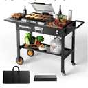 Outdoor Grill Table, Portable Grill Cart with Storage and Wheels, Fits 17/22 Inch Blackstone Griddle, Ninja Grille & More, Outdoor Grill Station for Camping, Patio, Backyard & Tailgating