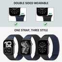 Double Sided Wearable Magnetic Band Compatible with Apple Watch Band 42mm(Series 10/11) 41/40/38mm for Men Women, Soft Silicone Strap for iWatch SE Series 11 10 9 8 7 6 5 4 3, Dark Blue-Black