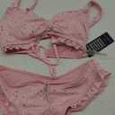 Blooming Jelly Bikini Sets for Women Ruched Bandeau Ruffle High Cut Eyelet Swimsuit 2 Piece Adjustable Strap Bathing Suits, Size S