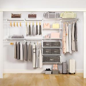 Sturdy Closet Organizer System: 8.7 Ft. Custom Metal Wire Shelving
Wall Mounted Closet Kit for Bedrooms Laundry Mudroom - Adjustable Storage Shelves for Clothes Handbags - Easy to Assemble