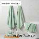 4 Piece Green Cabana Stripe Large Bath Towels Oversized Bath Sheet Super Soft Breathable Jumbo Bathroom Towels Highly Absorbent Shower Towel Quick Dry Beach Chair Towel Spa Gym Hotel Towel Set