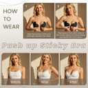 2 Pairs Strapless Sticky Bra with 1Silicone Nipple Covers and 5 Pairs Non-Woven Nipple Covers, Adhesive Bra Push up, Adhesive Strapless Bras, for Backless Dresses Black, Nude
