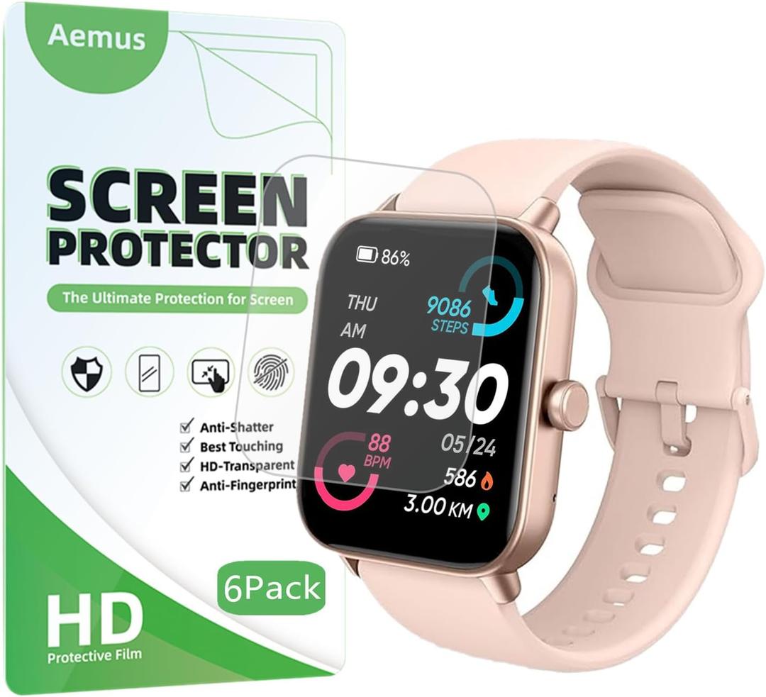 Screen Protector For IDW13 / IDW15 / IDW19 Smart Watch 1.8" (6 PACK) Full Coverage Clear TPU Film Compatible for aeac/Fitpolo/Quican SmartWatch