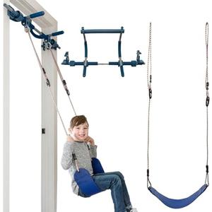 Gym1 Doorway Swing & Pull-Up Bar Gym - Pull-Up Bar Strength Training & Kids Exercise Equipment - Sensory Swing & Rope Ladder Indoor Playset - Indoor Playground for Kids - 2 Piece - Blue