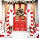 2 Pack 5ft Christmas Inflatable Candy Canes Outdoor Decorations, PVC Xmas Candy Canes Inflatable Column for Holiday Indoor Outdoor Holiday Yard Garden Lawn Decor (Red,White)