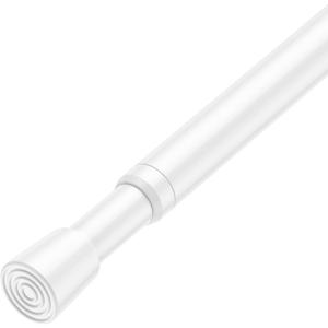 White Tension Curtain Rod 18-39 Inch Adjustable Extendable Small Tension Rod No Drilling Short Spring Loaded Curtain Rods for Window Doorway Bookshelf Kitchen Closet Bathroom DIY Projects