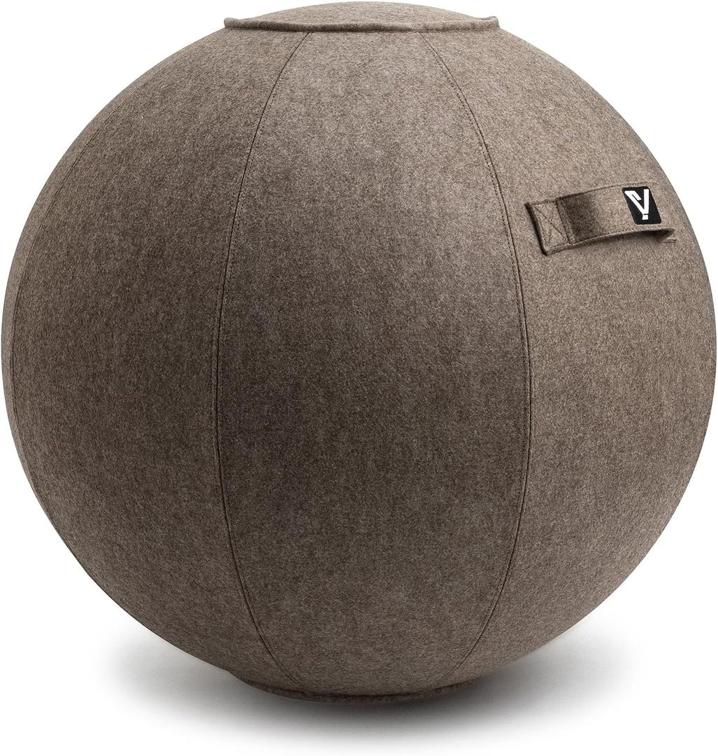 Sitting Ball Chair for Office and Home, Pilates Exercise Yoga Ball with Cover for Balance, Stability and Fitness, Ergonomic Posture Exercise Ball Seat with Handle and Pump, 24 inch