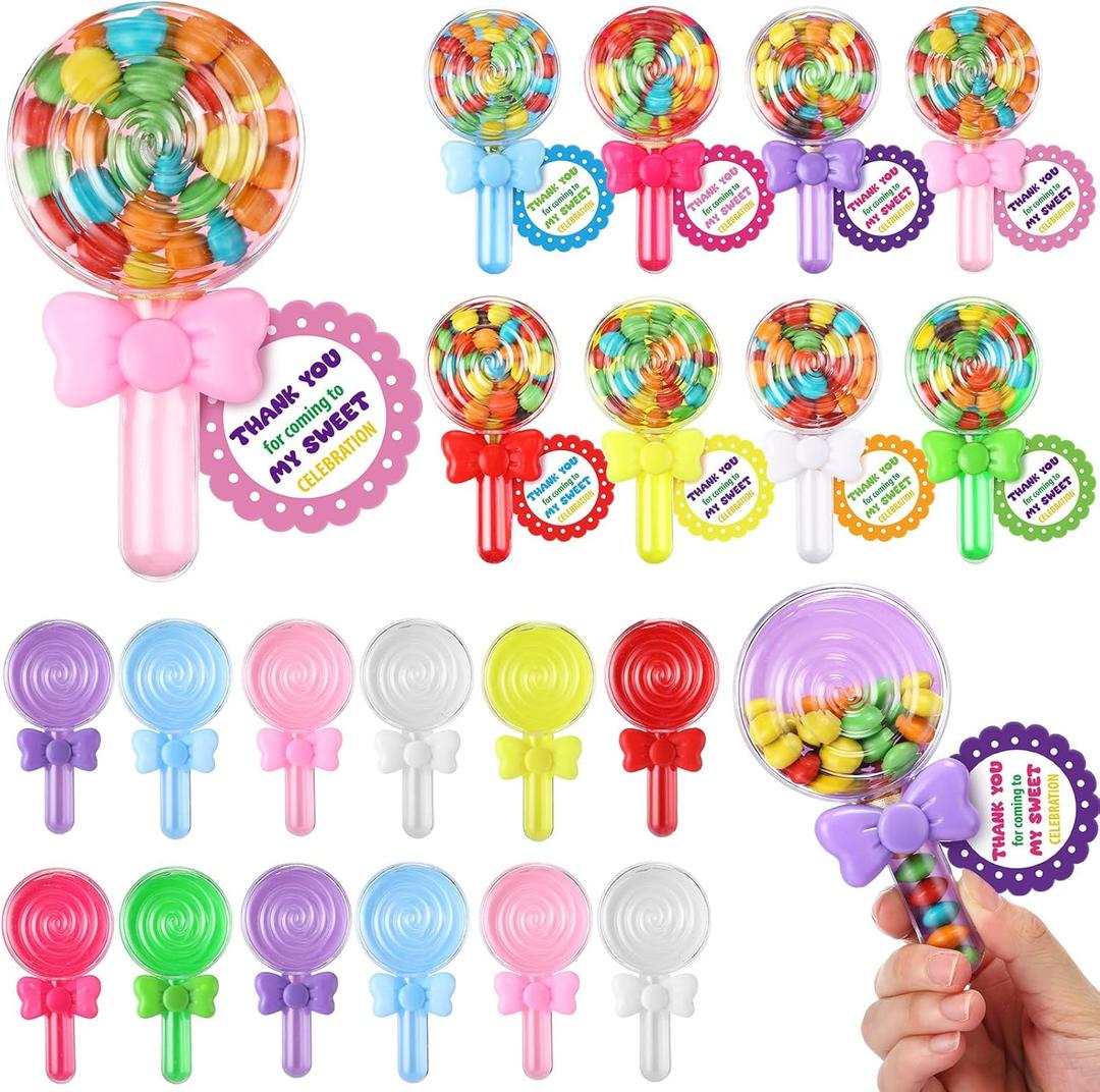 Maxdot 24 Set Bow Lollipop Candy Boxes Cute Kitty Kawaii Bow Candy Party Favors Summer Cartoon Cat Kitten Theme Birthday Party Supplies Goodie Gift Bag Sleepover Slumber Carnival Decorations