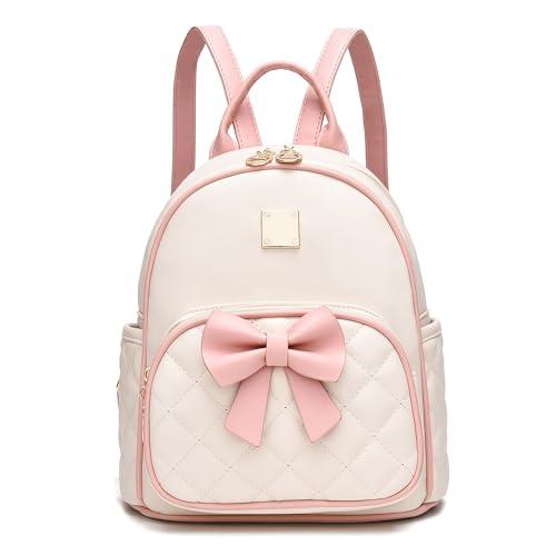 I IHAYNER Mini Backpcak for Girls Small Bowknot Quilted Leather Backpack Purse for Women Cute Trendy Stuff Gifts for Kids (Pink)