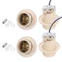 PATIKIL E14 Light Bulb Socket, 4 Set Lamp Base Full-Thread Holder with 40 CM/15.6 Inches Wire Lead for Incandescent LED Light Bulbs Replacement,Light Yellow