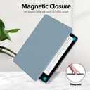 MOROCK Case for All-New 6.8" Kindle Paperwhite and Paperwhite Signature Edition (11th Generation, 2021 Released), Lightweight PU Leather and PC Clear Acrylic Back Cover, Auto Sleep/Wake, Misty Blue