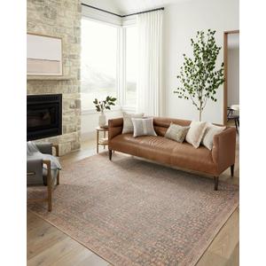 Loloi Angela Rose Aubrey Collection AUB-04 Blue/Terracotta 5'-0" x 5'-0", .19" Pile Height, Round Area Rug