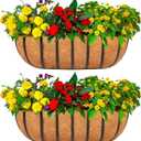 16 Inch Window Baskets with Coconut Liner Outdoor Wall Planter for Plants Long Window Flower Box for Porch Fence Patio Outdoor2 Pack