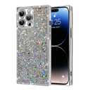 PERRKLD Luxury Glitter for iPhone 14 Pro Max Rectangle Bling Case, Silver
