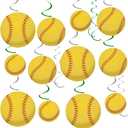 4 x 54 Pieces Softball Party Hanging Swirls Decorations Sports Balls Garland Foil Ceiling Wall Hanging Cutouts for Sport Theme Party Decoration Supplies