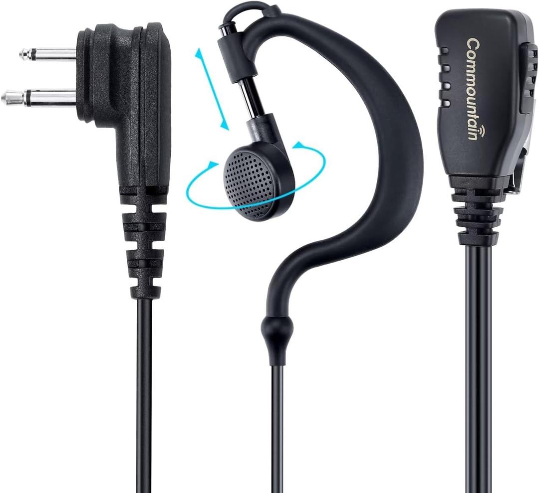 commountain CLS1410 CLS1110 Earpiece with PTT/Mic for Motorola Walkie Talkies Radios DTR550 DTR700 RDU4100 RDU4160D RMU2040 RMU2080D RMU2080 DLR1020, CLS 1410 CLS 1110, G Shape Headset, 2 Pin