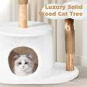 Easyego Modern Cat Tree, 36.6" Aesthetic Wood Cat Tree Tower for Large Cats, Luxury Cat Condo with Scratching Posts and Flower Platforms, Cat Furniture, White