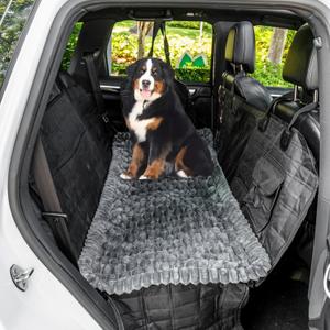 Non-Slip Dog Bed Mat for Car, Fuzzy Backseat Pet Mat, Travel Pet-Friendly Seat Cover for Cars, Compatible with Backseat Extenders and Seat Protectors 24.8x54 inch (Dark Dim Grey)