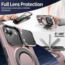 Camera Stand Case for iPhone 16E, [Compatible with Mag Safe] [Lens Cover] 2024 Version Military Grade Protective Soft Case for iPhone 16E 6.3 inch Men Women, Pink