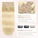 Sisily Clip in Hair Extensions Real Human Hair, 22 inch 120g, Bleach Blonde, 100% Brazilian Remy Human Hair Clip in Extensions Soft Straight 7pcs Per Set with 16 Clips Double Weft