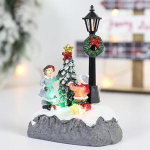 EUBUY Light up Christmas Decor Ceramic Village Decorations, Christmas Decorations Village House Decor, Holiday House Figurines Xmas Sets for Winter Table Decoration Indoor