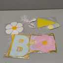 5 Pcs Macaron Daisy Birthday Party Bunting Banner, Pastel Birthday Decorations Pennant Banners Daisy Party Backdrop Supplies