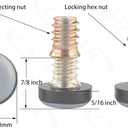 Furniture Leveler PTFE(Teflon) Bottom(20mm Base),Threaded Shank(1/4-20) Adjust Pads,Table/Chair/Cabinet/Sofa Medium Adjustable Legs Leveling,Nuts Installation and Floor Protection(16Pack)