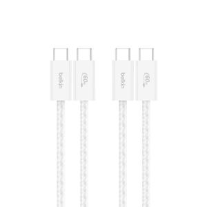 Belkin USB C to USB C Cable 2-Pack, 3.3ft, 60W - Type C Charger, iPhone Charger Cord, Soft, Braided, Flexible for iPhone 17, Galaxy S25, Pixel 10, Airpods, iPad Pro & More, Travel Essentials - White