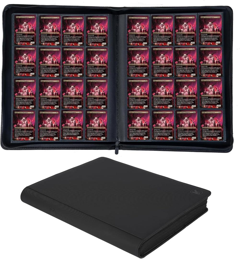 1408+ Pockets Trading Card Binder, 16-Pocket Card Ablum Compatible with MTG,Sports Cards & Other Standard Size Trading Card (Black)
