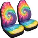 Pehede Car Seat Cover Colorful Tie-Dye Front for Cars, Easy to Install Cover Set, Accessories Auto Trucks Van SUV,2 Packs