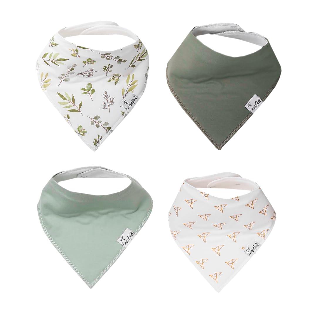 Copper Pearl 4 Pack Soft Cotton Baby Bibs for Drooling and Teething, Absorbent Drool Bibs for Baby Girl and Boy, Adjustable to Fit Newborns to Toddlers, Tons of Styles (Haven)
