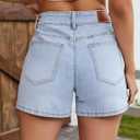 luvamia Jean Shorts for Women Trendy Wide Leg Mid Thigh Casual Summer Stretchy Denim Shorts Jorts with Braided Pockets (Blue, M)
