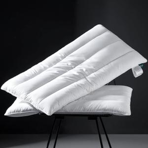 Three Geese Luxury Thin Flat Goose Feather Down Pillows Queen Size Set of 2, 3" Height, 100% Cotton Cover, Medium Firm Hotel Collection Ultra Slim Thin Bed Pillows, Machine Washable, 18 x 30 Inches (Solid White)