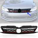 YLT AUTO Fit 2015 2016 2017 2018 For Volkswagen Jetta Front Cover Upper Bumper Grille Replacement Shroud VW Front Honeycomb Air Intake with Red Trim