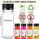 Sliner 200 Pcs 2oz Small Plastic Juice Bottles Ginger Juice Bottle with Lids Liquid Vial Reusable Clear Beverage Container with Lid, Freezer Safe, Leak Proof for Milk, Water(Black Lid)