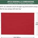 SideWalls for 10x10 Pop up Canopy Frame, 3 Pack Red SunWall and 1Pack Door Only, Red (with Zippers)