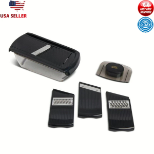 7-Piece Mandoline Slicer Set 4 Stainless Steel Blades Food Preparation Tool New