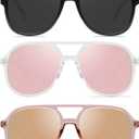 YDAOWKN Retro Square Aviator Sunglasses for Womens Mens Vintage 70s Double Bridge Sun Glasses