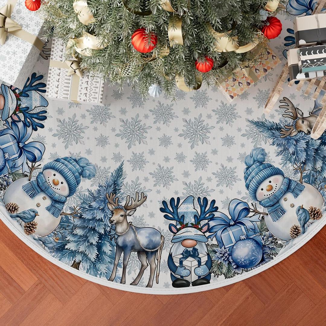 XCHI Snowman Gnomes Christmas Tree Skirt Christmas Party Decorations for Home Xmas Holiday Winter Indoor Decro 36 Inch