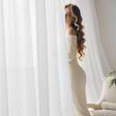 NICETOWN Non-See-Through White Privacy Sheer Curtains 102 inches Long 2 Panels, 52" Wide Grommet Window Curtains Drapes for Living Room Bedroom- Home Decoration Light Filtering Elegant Window Drapes, Size: 52"W x 102"L 