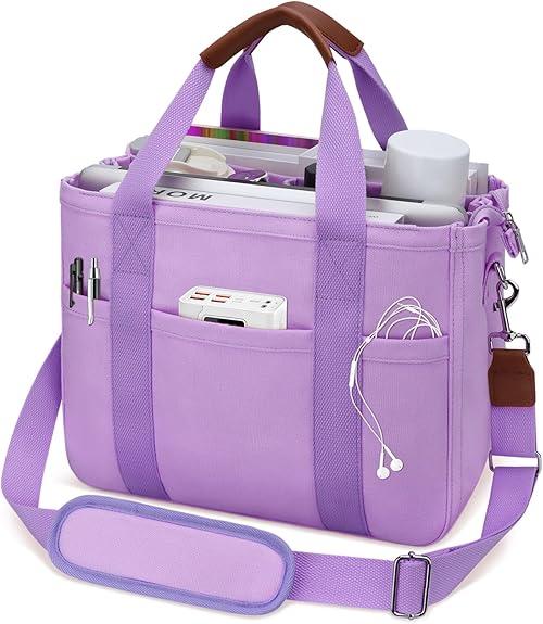 KKXIU Canvas Tote Bag for Women with Zipper and Compartments Crossbody Large Bible Messenger Purse Bag With Pockets | Canvas, with Zipper, and Compartments, Large, Bible, With Pockets, Purple