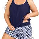 Aqua Eve Plus Size Tankini with Shorts Two Piece Swimsuits for Women Blouson Tummy Control Bathing SuitsSize 22W