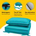 AAAAAcessories Outdoor Deep Seat Cushions, Waterproof, Fade-Resistant Patio Furniture Replacement Cushions, 23.5" x 25.5" x 5" + 23.5" x 13.5", Set of 2, Turquoise Blue