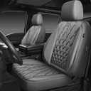 CAR PASS Piping Luxury PU Leather Two Front Car Seat Covers, Waterproof Anti Slip Seat Covers Compatible with Front Seat Armrests,Universal Fit for Suvs,Vans,Trucks,Airbag Compatible(All Gray)