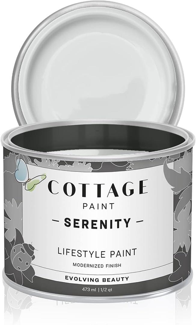 Serenity Silk All-in-One Mineral Chalk Paint for Furniture, Home Decor, Cabinets and DIY Crafts - Built-in Topcoat - (16oz, Marshmallow)