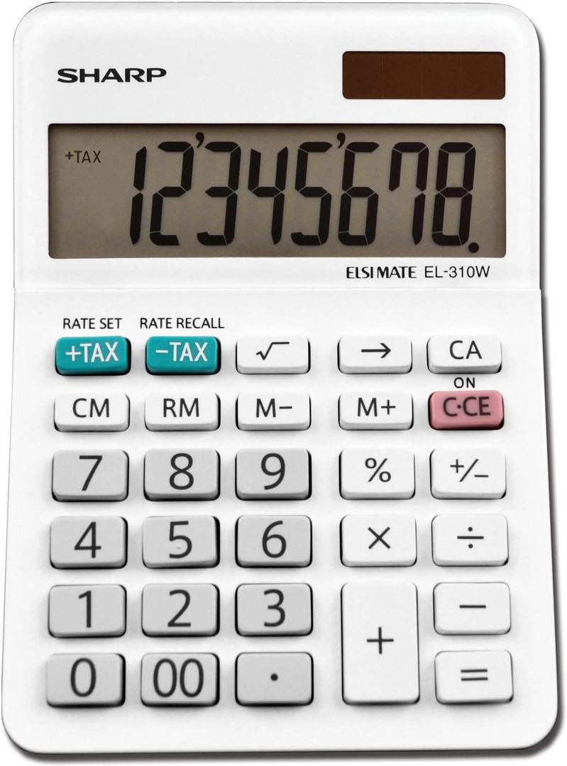 Sharp EL-310WB Calculator, White 3.125, 3.38 x 4.75 x 1.0 inches