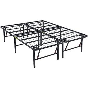Amazon Basics Bed Frame with Storage, Foldable Metal Platform, Sturdy Steel, No Box Spring Needed, 18 Inches High, Tool-Free Setup, King Size, Black